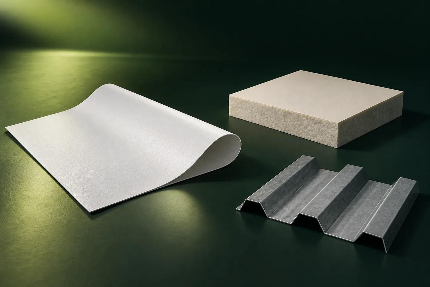 Separate membrane, insulation, and metal deck samples in a material study